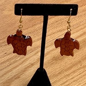 Artisan Wood Turtle Earrings